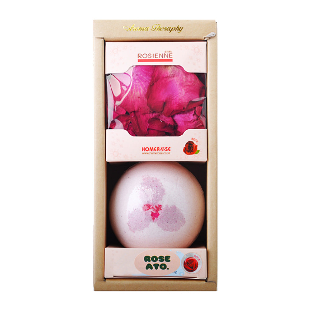 [홈로즈] 로즈 아토 바쓰볼(온천욕) 195g + 장미 입욕 꽃잎 15g 세트
